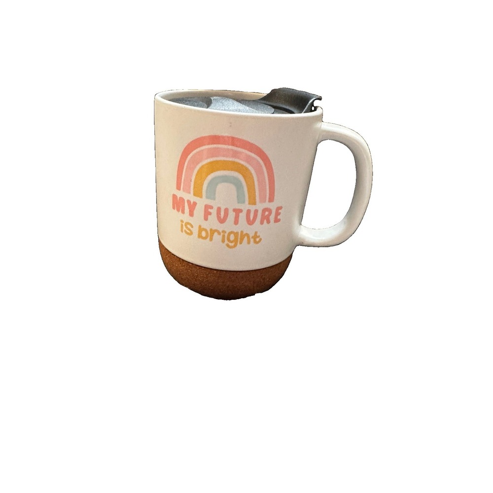 My Future Is Bright Travel Mug With A Lid & Cork Bottom Rainbow - Picture 1 of 1
